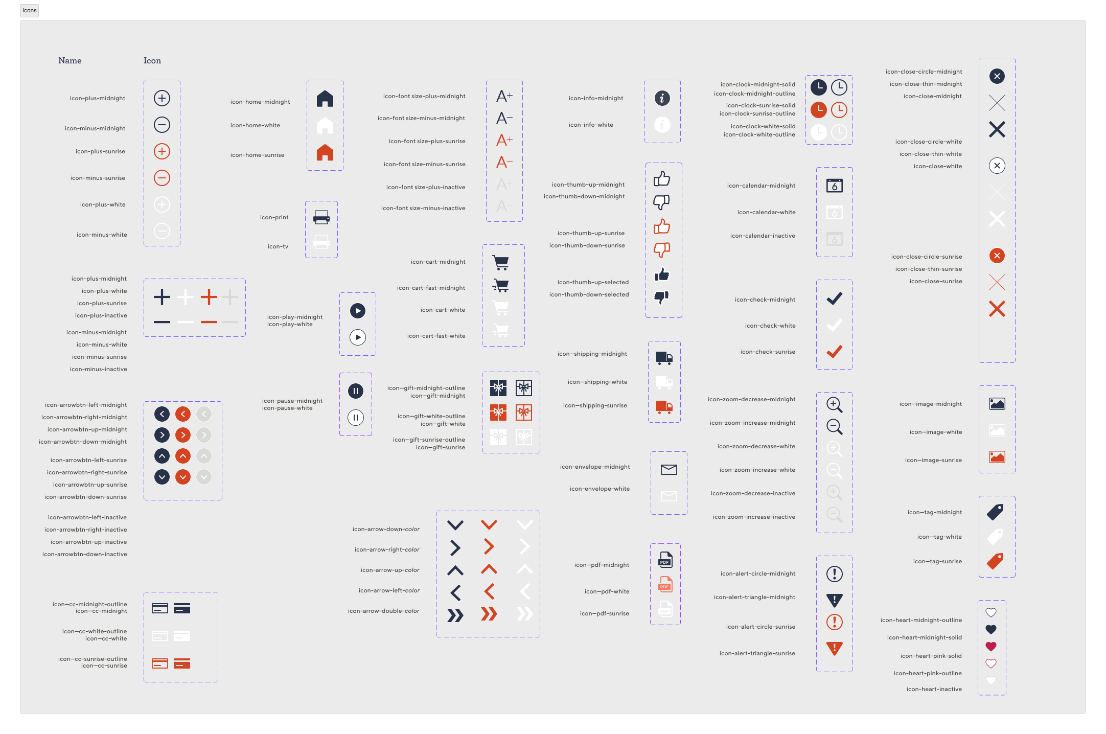 Design System - Icons Design System showing Icon Color ways