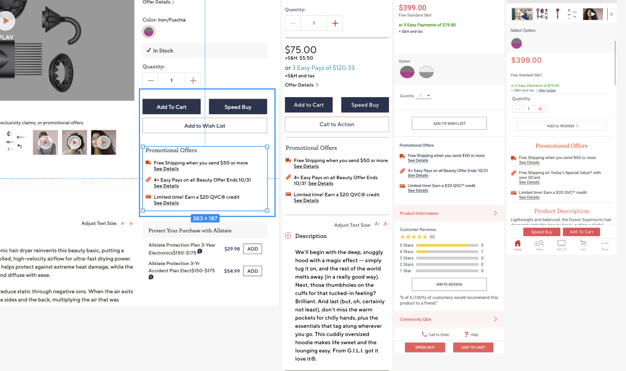 Figma Layout of various breakpoints for Promotional Offers
