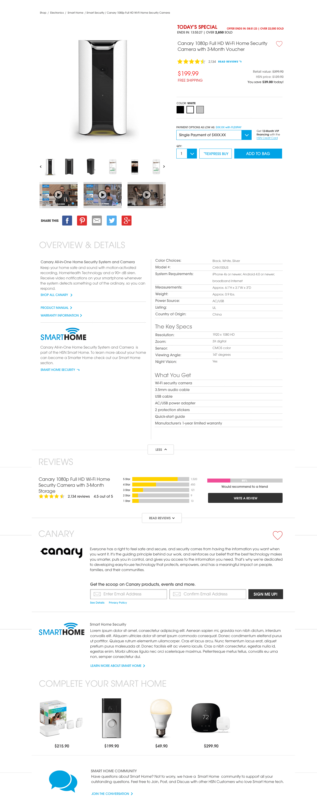 Smart Home Product Page Example Smart Home Product Page Example
