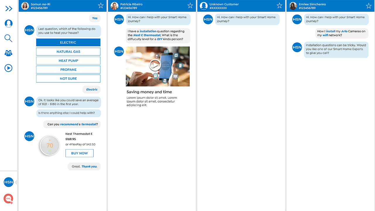 Smart Home Chat Bot - Customer Service View Smart Home Chat Bot Concept showing Customer Service View